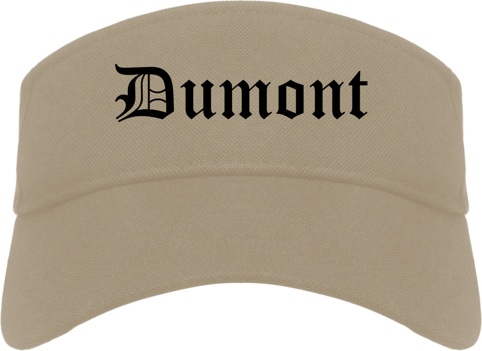 Dumont New Jersey NJ Old English Mens Visor Cap Hat Khaki