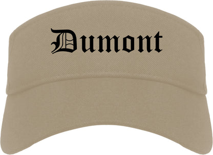 Dumont New Jersey NJ Old English Mens Visor Cap Hat Khaki