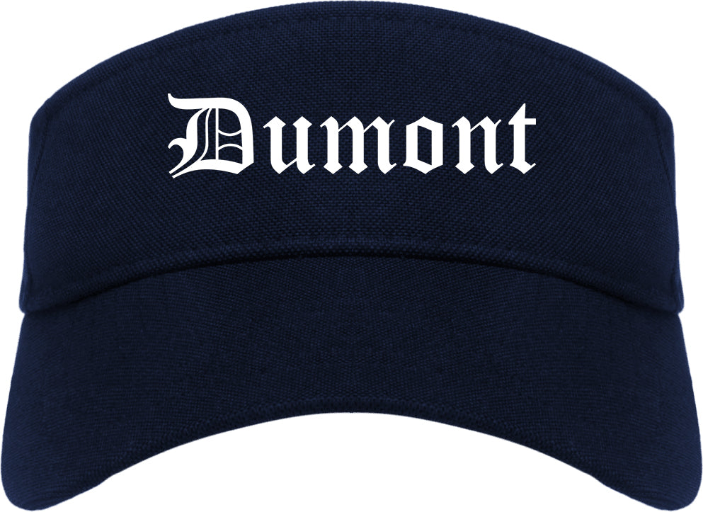 Dumont New Jersey NJ Old English Mens Visor Cap Hat Navy Blue