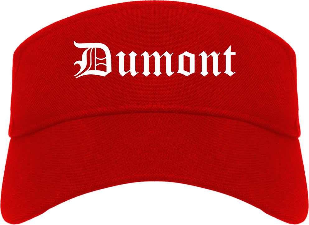 Dumont New Jersey NJ Old English Mens Visor Cap Hat Red