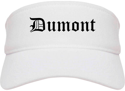 Dumont New Jersey NJ Old English Mens Visor Cap Hat White
