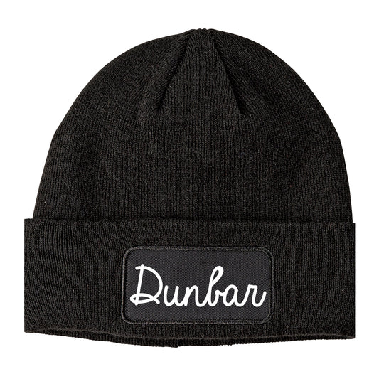 Dunbar West Virginia WV Script Mens Knit Beanie Hat Cap Black
