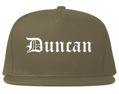 Duncan Oklahoma OK Old English Mens Snapback Hat Grey