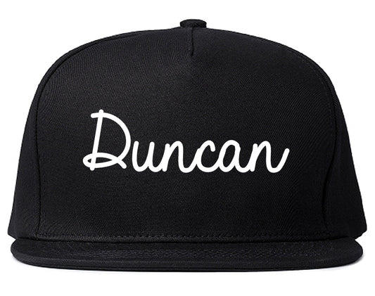 Duncan Oklahoma OK Script Mens Snapback Hat Black