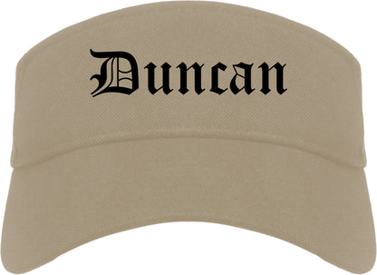 Duncan Oklahoma OK Old English Mens Visor Cap Hat Khaki
