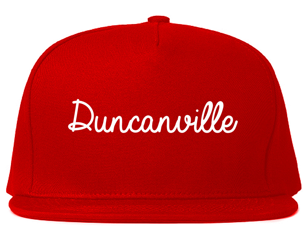 Duncanville Texas TX Script Mens Snapback Hat Red