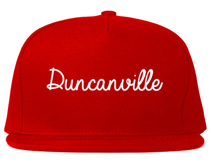 Duncanville Texas TX Script Mens Snapback Hat Red