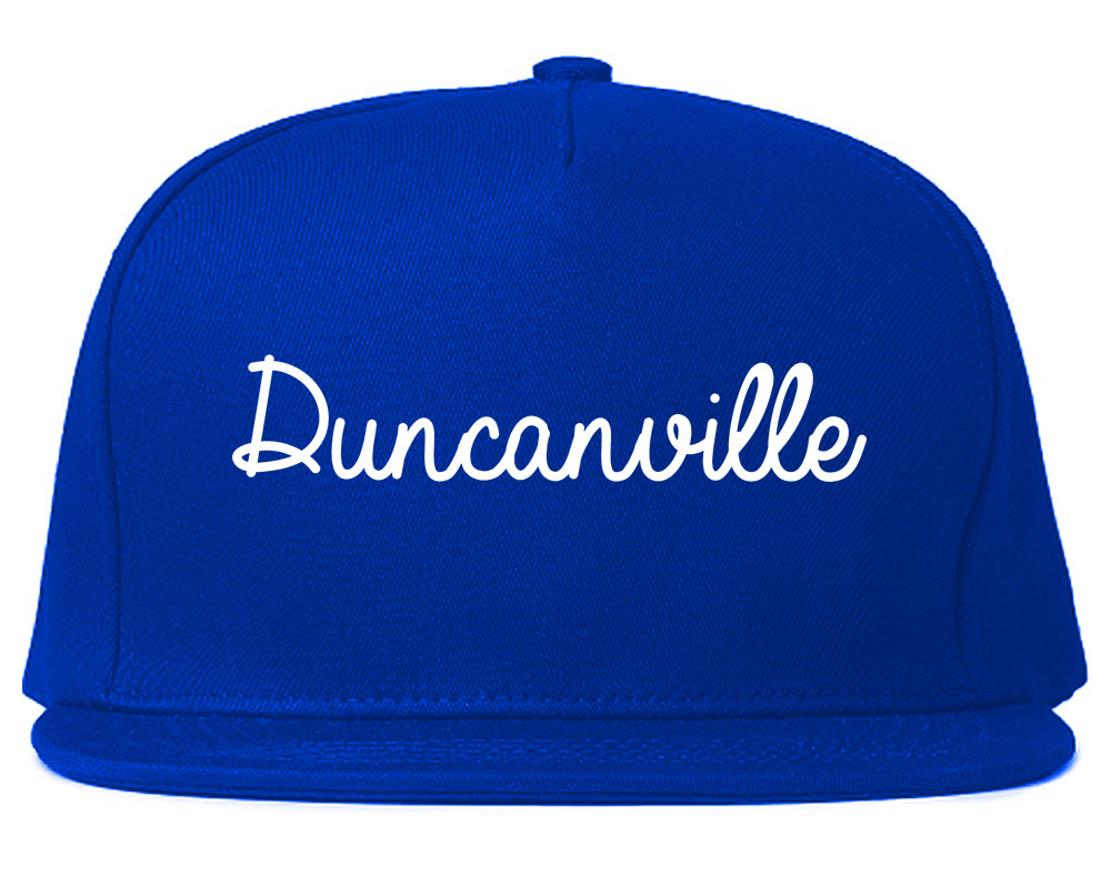 Duncanville Texas TX Script Mens Snapback Hat Royal Blue