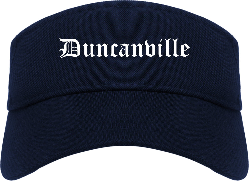 Duncanville Texas TX Old English Mens Visor Cap Hat Navy Blue