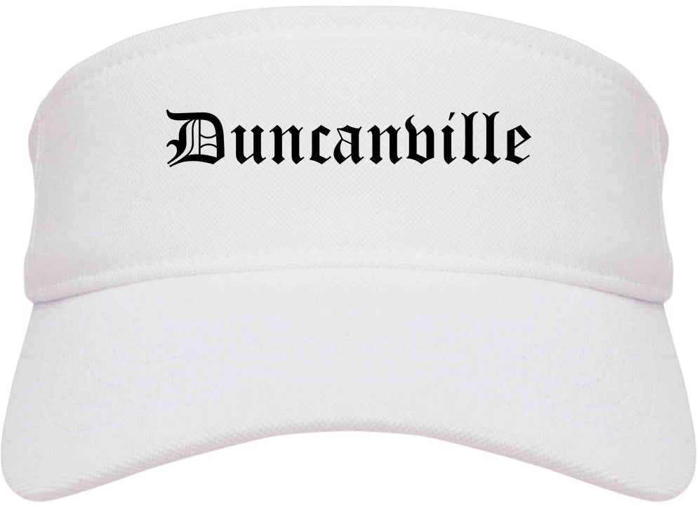 Duncanville Texas TX Old English Mens Visor Cap Hat White