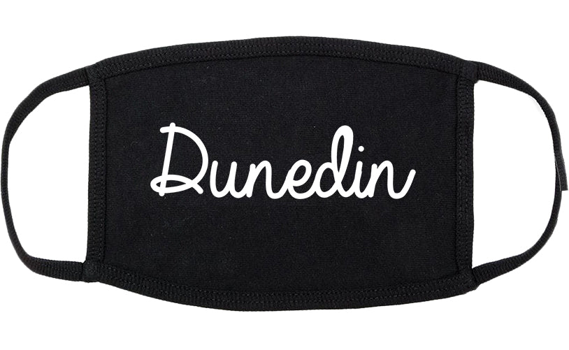 Dunedin Florida FL Script Cotton Face Mask Black
