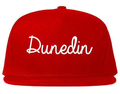 Dunedin Florida FL Script Mens Snapback Hat Red