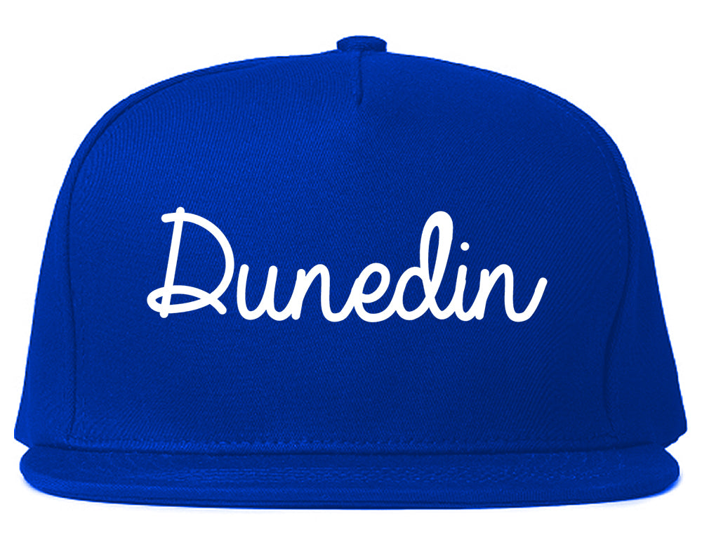 Dunedin Florida FL Script Mens Snapback Hat Royal Blue