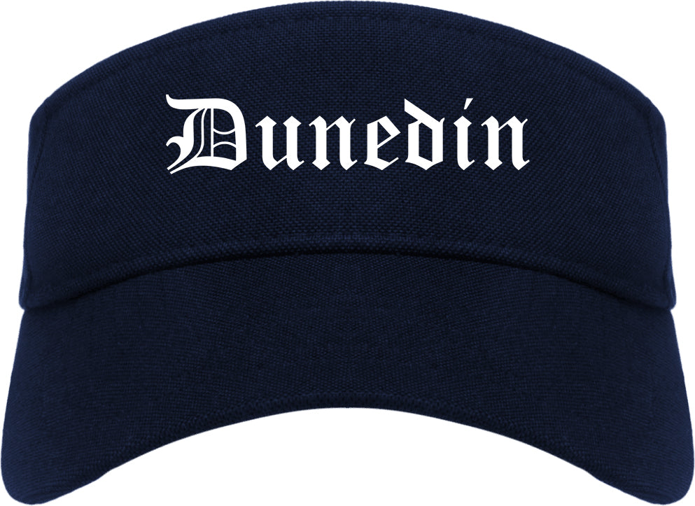 Dunedin Florida FL Old English Mens Visor Cap Hat Navy Blue