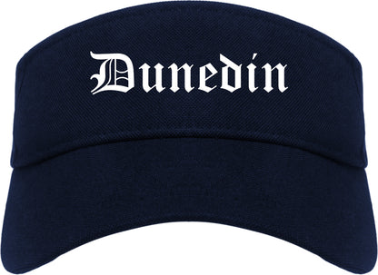 Dunedin Florida FL Old English Mens Visor Cap Hat Navy Blue