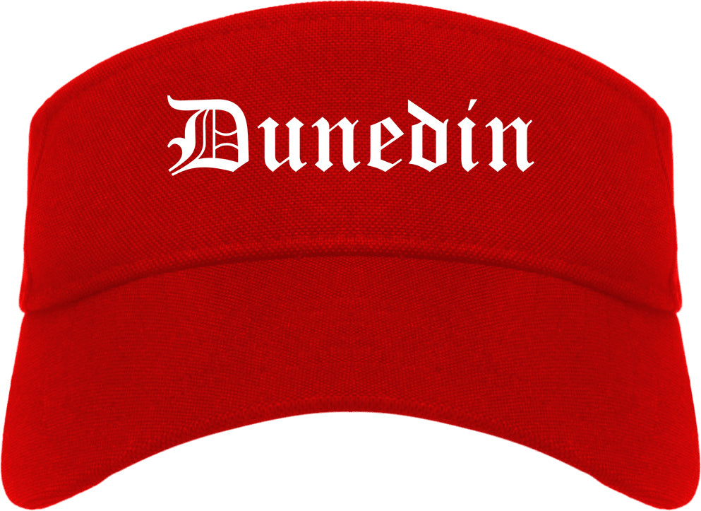Dunedin Florida FL Old English Mens Visor Cap Hat Red