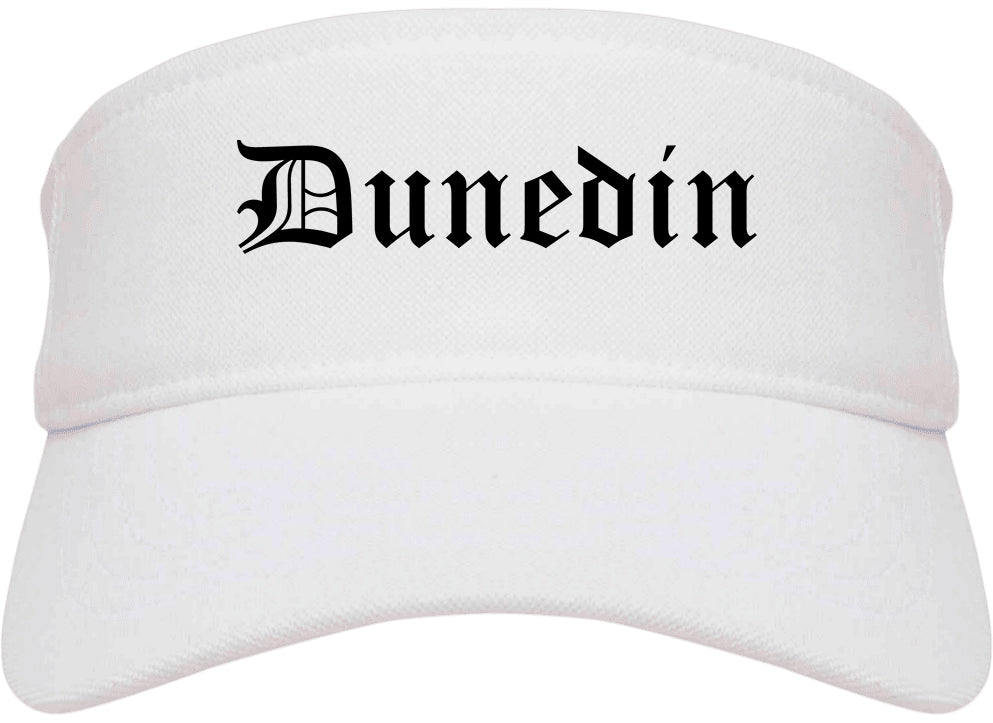 Dunedin Florida FL Old English Mens Visor Cap Hat White