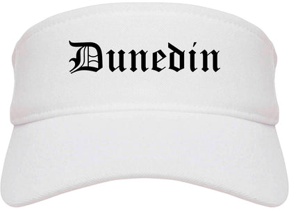 Dunedin Florida FL Old English Mens Visor Cap Hat White