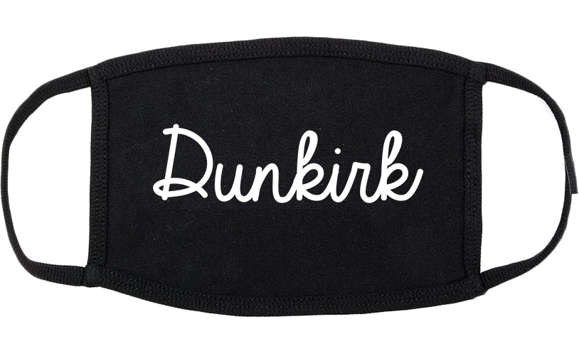 Dunkirk New York NY Script Cotton Face Mask Black