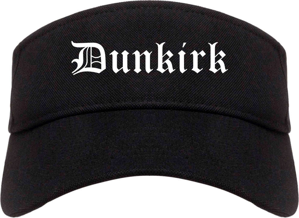 Dunkirk New York NY Old English Mens Visor Cap Hat Black