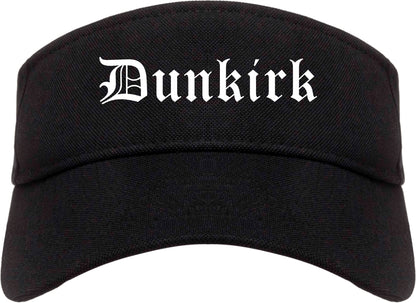 Dunkirk New York NY Old English Mens Visor Cap Hat Black