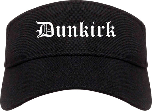 Dunkirk New York NY Old English Mens Visor Cap Hat Black