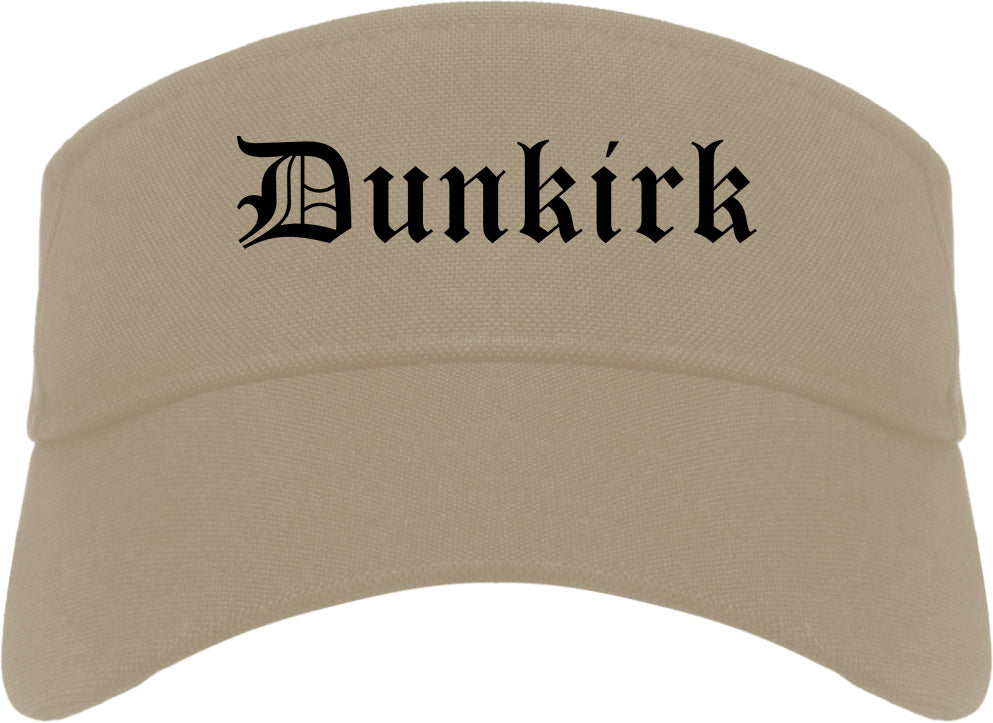 Dunkirk New York NY Old English Mens Visor Cap Hat Khaki