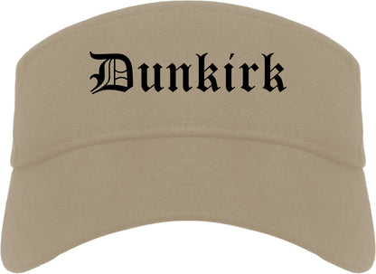Dunkirk New York NY Old English Mens Visor Cap Hat Khaki