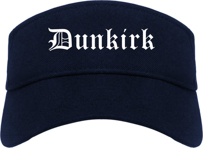Dunkirk New York NY Old English Mens Visor Cap Hat Navy Blue