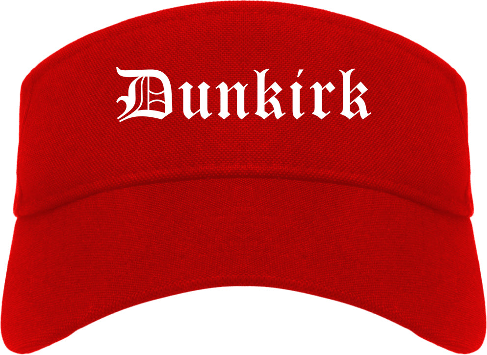 Dunkirk New York NY Old English Mens Visor Cap Hat Red