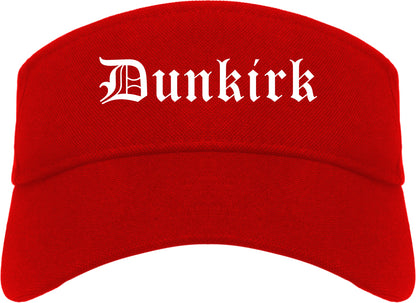 Dunkirk New York NY Old English Mens Visor Cap Hat Red
