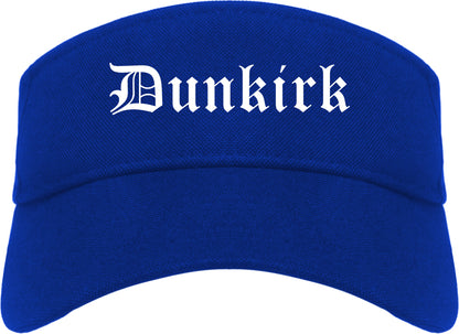 Dunkirk New York NY Old English Mens Visor Cap Hat Royal Blue