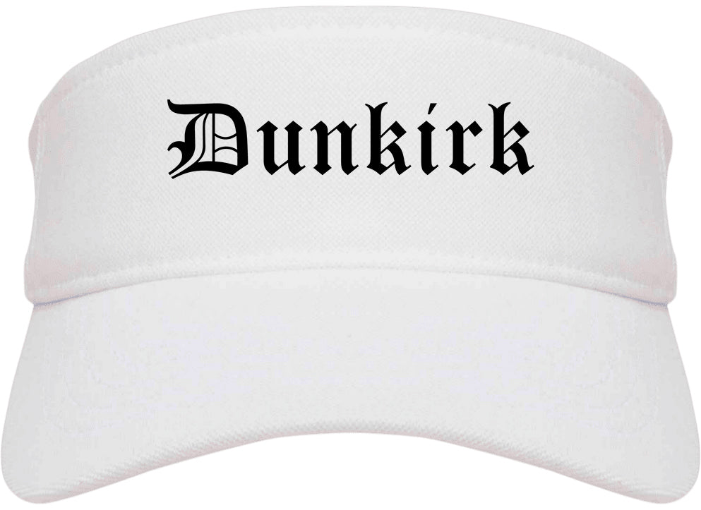 Dunkirk New York NY Old English Mens Visor Cap Hat White