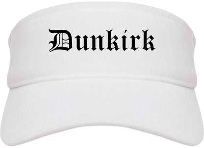 Dunkirk New York NY Old English Mens Visor Cap Hat White
