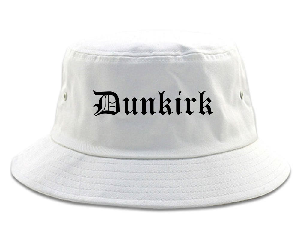 Dunkirk New York NY Old English Mens Bucket Hat White