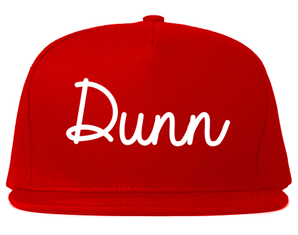 Dunn North Carolina NC Script Mens Snapback Hat Red