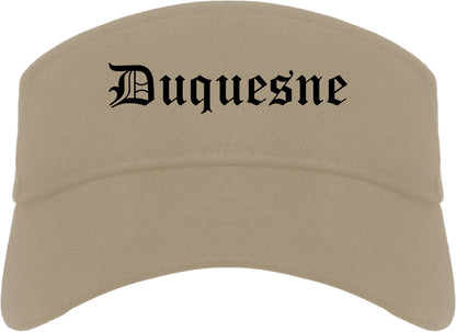 Duquesne Pennsylvania PA Old English Mens Visor Cap Hat Khaki