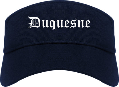 Duquesne Pennsylvania PA Old English Mens Visor Cap Hat Navy Blue