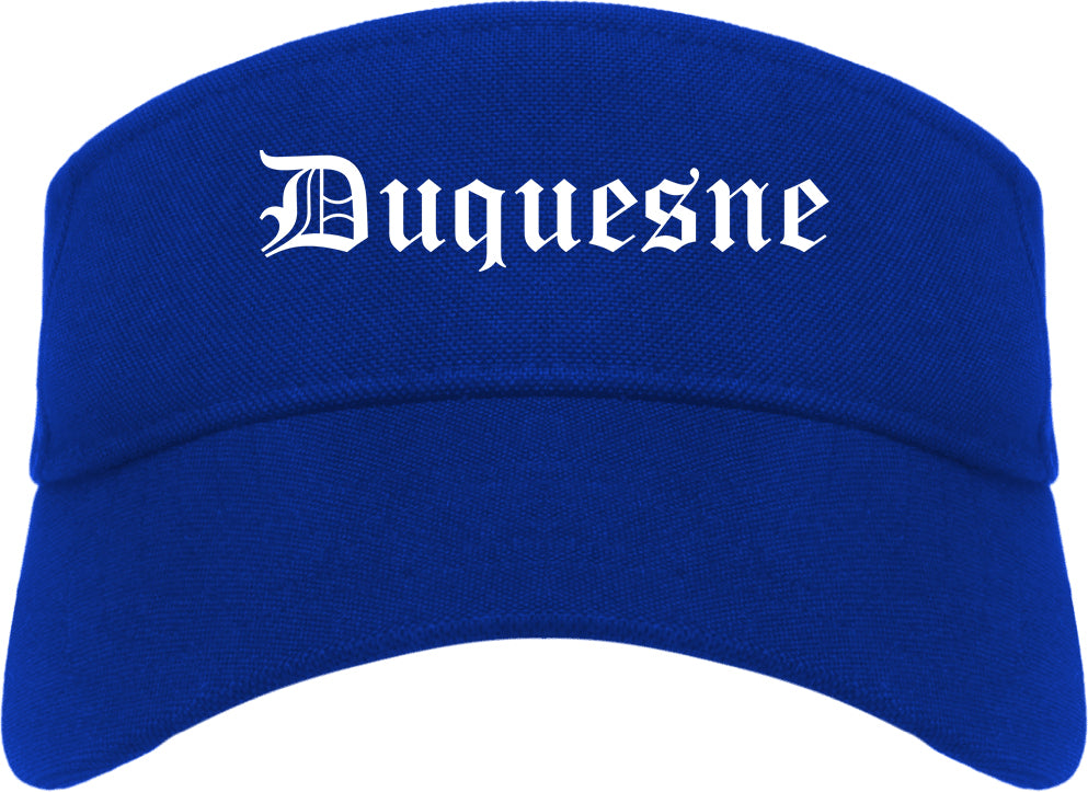 Duquesne Pennsylvania PA Old English Mens Visor Cap Hat Royal Blue