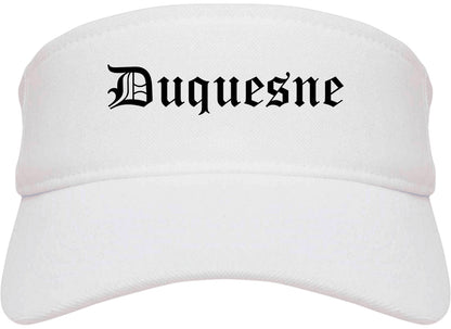 Duquesne Pennsylvania PA Old English Mens Visor Cap Hat White