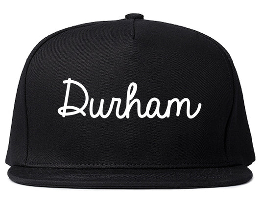 Durham North Carolina NC Script Mens Snapback Hat Black