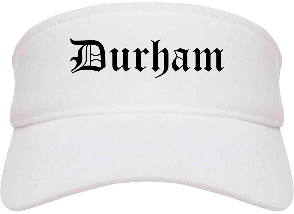 Durham North Carolina NC Old English Mens Visor Cap Hat White