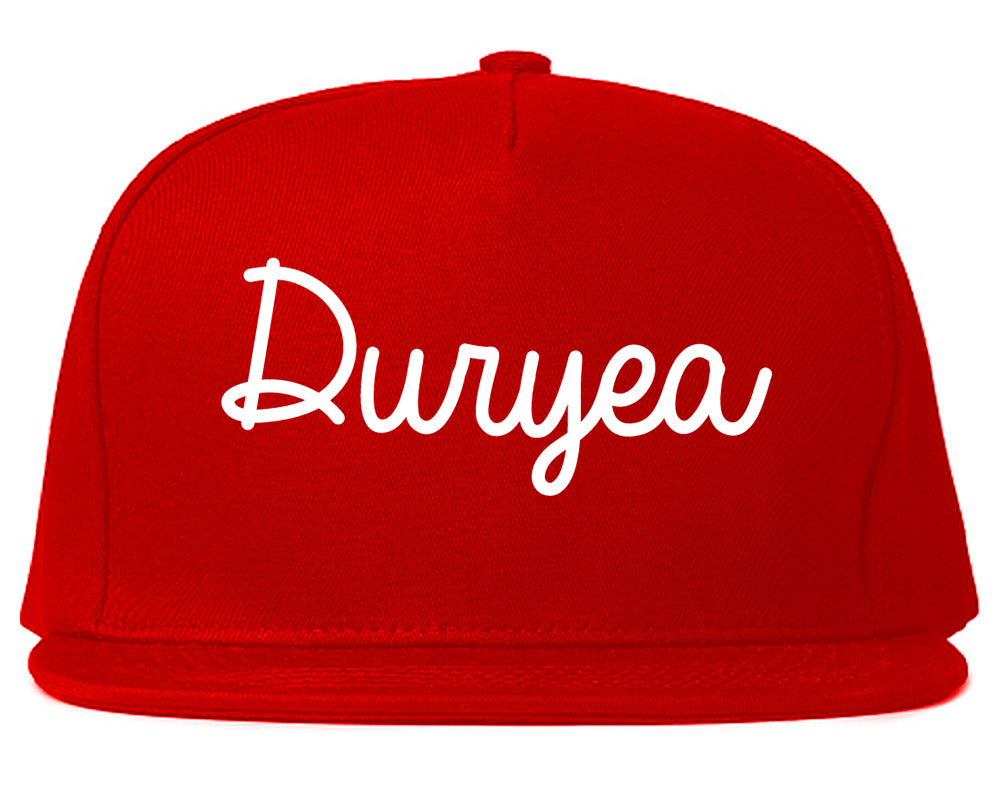 Duryea Pennsylvania PA Script Mens Snapback Hat Red