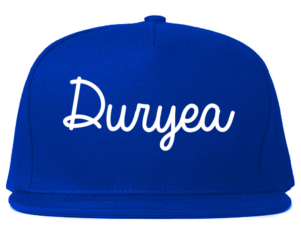 Duryea Pennsylvania PA Script Mens Snapback Hat Royal Blue