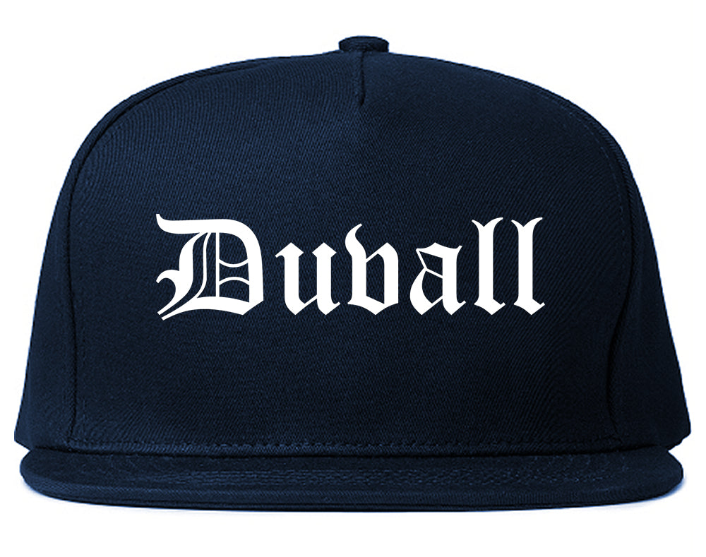 Duvall Washington WA Old English Mens Snapback Hat Navy Blue