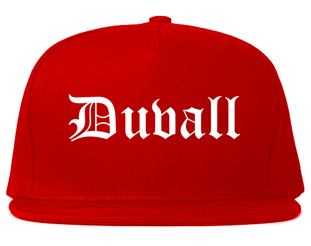Duvall Washington WA Old English Mens Snapback Hat Red