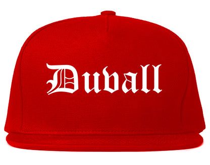 Duvall Washington WA Old English Mens Snapback Hat Red