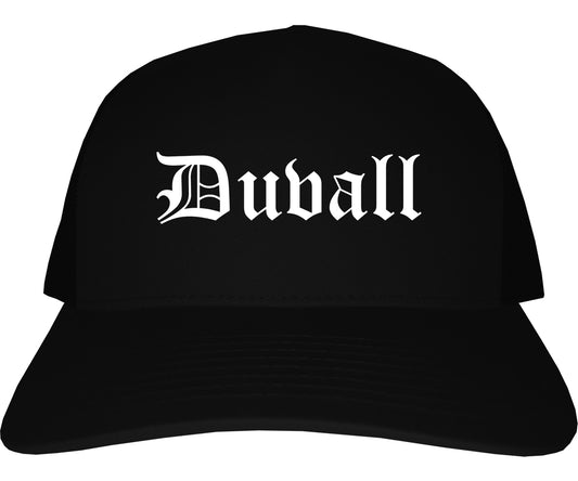 Duvall Washington WA Old English Mens Trucker Hat Cap Black