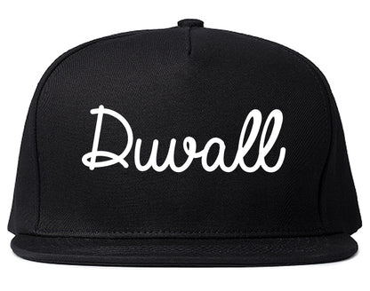 Duvall Washington WA Script Mens Snapback Hat Black