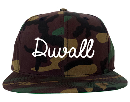 Duvall Washington WA Script Mens Snapback Hat Army Camo
